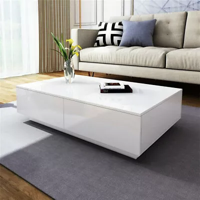 High Gloss Coffee Table With LED Lights Center Cocktail Table Living Room Modern • $179.99