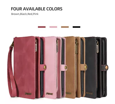 For Samsung S22 Ultra Zipper Magnetic Leather Flip  Bag Purse Wallet Case • $39.48