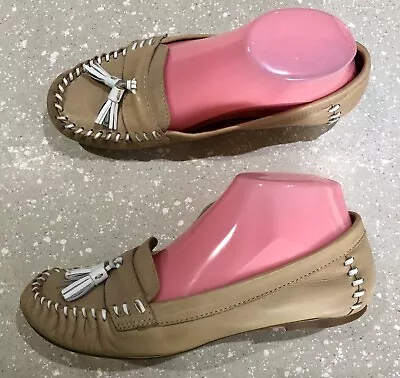 Fat Face Ladies Moccasin Shoes Size 5 Tan With Tassels Used Condition • £11.99