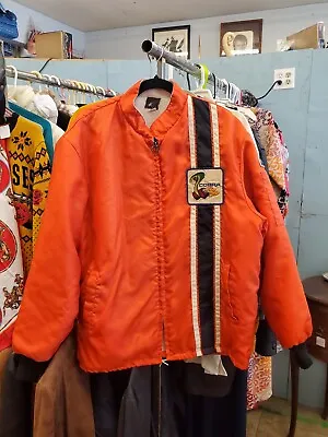 Vintage Rare Large 70’s Ford Mustang Cobra Shelby Racing Jacket Orange W Stripe • $249.95