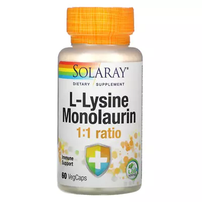 Solaray L-Lysine Monolaurin 1:1 Ratio 60 Vegetarian Capsules • $22.95