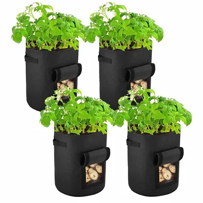 4X Plant Grow Bags 10 Gallon Potato Fruit Vegetable Garden Planter Growing Bags • £12.34