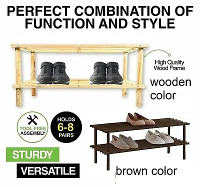 $18.45 • Buy 2 3 4 Tiers Layers Bamboo Shoe Rack Storage Organizer Wooden Shelf Stand Shelves
