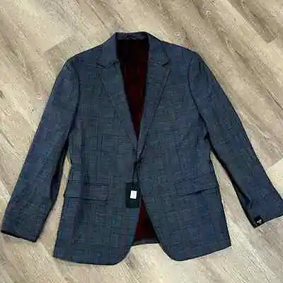 NWT Bonobos 42R Wool Blend Plaid Navy Gray Stretch Performance Blazer Sport Coat • $195