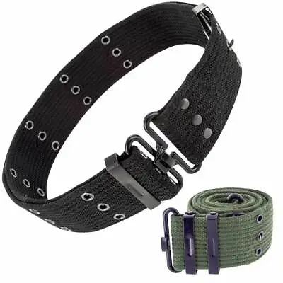 Highlander Heavy Duty Cotton Pistol Belt Webbing Eyelets Metal Buckle Military • £10.95