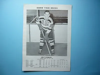 Rare 1947/48 1948 Nhl Hockey Photo Milt Schmidt Boston Bruins Program Insert • $129.99