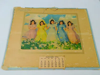 Vintage 1942 Advertising A R BRUBAKER Denver PA CALENDAR Dionne Quintuplets Spr • $12.95