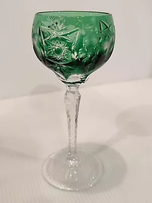 NACHTMANN TRAUBE EMERALD CUT TO CLEAR 6 7/8  HOCK WINE GLASS 4 Oz • $59