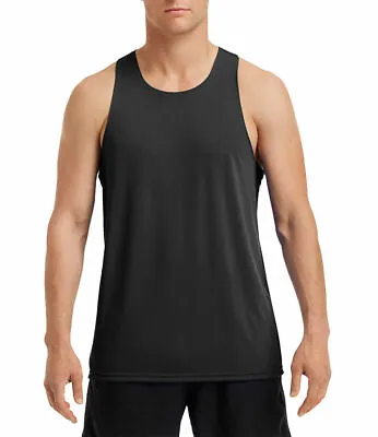 Racer Back Vest T Shirt Top  Black Mens Muscle Beach Gym Gildan GD120 Medium • £7.95