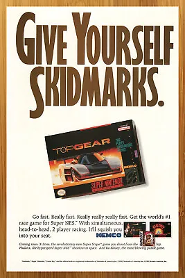 1992 Top Gear Super Nintendo SNES Vintage Print Ad/Poster Official Promo Art  • $14.99