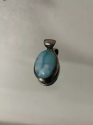 Marahlago Sterling Silver Genuine Larimar Pendant • $69.99