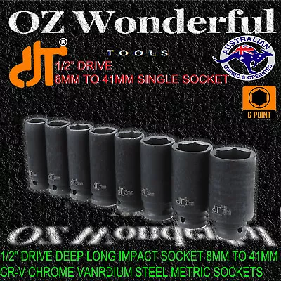 1/2  Drive Deep Impact Long Socket 8MM-41MM CR-V Steel Metric Sockets Long • $9.49
