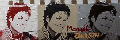 Painting Michael JACKSON The King Of Pop Oil CM 150x50 Head Bed 5 A • $122.64