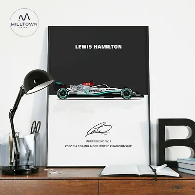 Lewis Hamilton Signed Print Photo Poster Mercedes 2022 Framed F1 Formula One 1 • £10