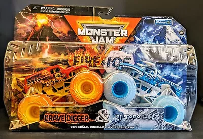 Monster Jam Walmart Exclusive Fire & Ice Grave Digger & El Toro Loco RARE VHTF • $36.95