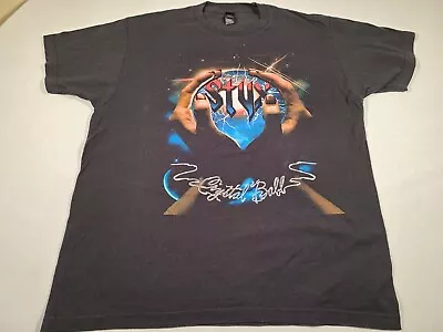 Vintage STYX Crystal Ball Shirt Mens Large Black 70s Rock Concert Tour Music Tee • $15.95