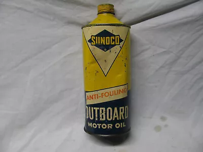 1960 Sunoco Anti-Fouling Outboard Motor Oil 1 Quart Cone Top Can  Allmost Full • $19.95