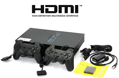 Sony Playstation 2 Console - Black - W/ 2x Controllers + Cords ***HDMI*** PS2 • $206.10