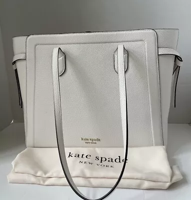 New Kate Spade Knott Colorblock Pebble Leather Large Tote In Cream Color New • $263.23