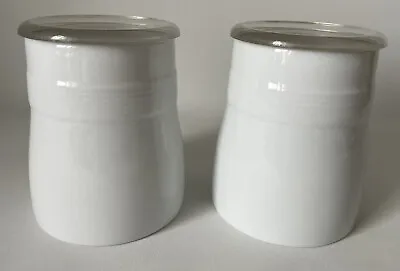 BODUM Presso Fine Porcelain White Ceramic Storage Jars & Clear Lid • £12.95