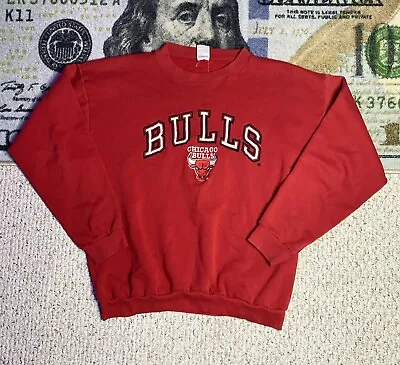 Vintage Chicago Bulls Sweatshirt Mens Extra Large Red NBA Spell Out Jordan USA • $35