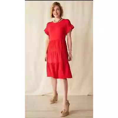 Matilda Jane Bellwood Eyelet Dress Women’s M Layered Red Short Sleeve Valentine • £13.51