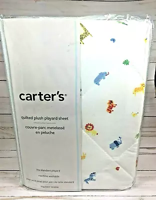 Carter's Quilted Plush Playard Sheet Cover Pack 'N Play Safari Animals 27 X39   • $17.27