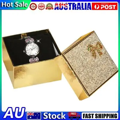 Square Watch Holder Display Box Travel Jewelry Storage Oragnizer (Golden) • $7.46