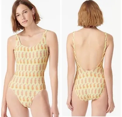 J.Crew X SZ Blockprints Yellow Floral Print One Piece Swimsuit Size 0 • $48.95