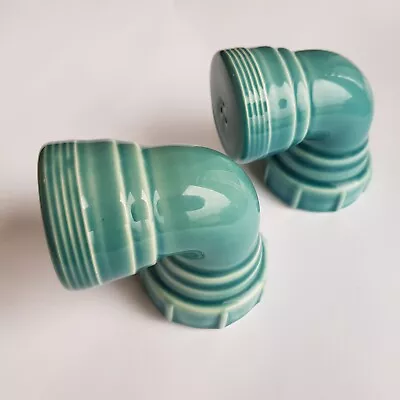 Stolen Forms Pipe Salt Pepper Shaker Aqua Ceramic Figural Plumbing Ship Funnel • £23.50