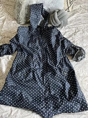 ❤️TOPSHOP Navy Blue Polka Dot Rain Mac Size 12. • £9