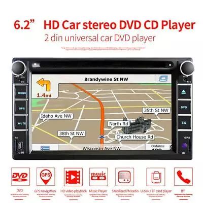 6.2  2 Din Car Stereo Radio CD DVD Player GPS BT USB/TF/AUX W/Rear Camera Parts • $215.25