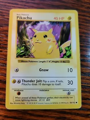 $19.99 • Buy POKEMON Pikachu SHADOWLESS RED CHEEKS 58/102 - PL