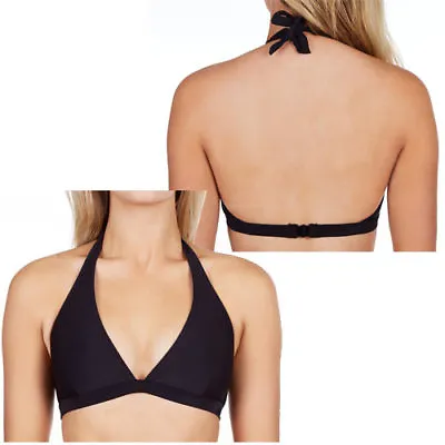 $7 • Buy New Black Ladies Swim Padded Halter Bikini Swim Top Size 6 / Us2 /  Eu 32