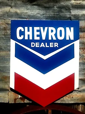 HAND PAINTED CHEVRON Mechanic Shop Gas Oil Station Garage Service SIGN Vtg Style • $102