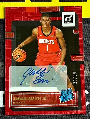 $105 • Buy 22-23 Donruss Jabari Smith Jr. Rc Rated Rookie Choice Red Infinite Auto 29/99