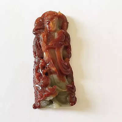 Natural Red Jade Lady Quan/Kwan Yin Buddha Religious Statue/ Pendant - J57 • $699