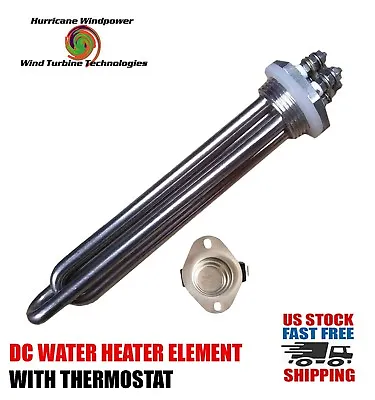 DC Water Heater Element 12 Volt 300 Watt With Thermostat 140 Degrees F • $34.19