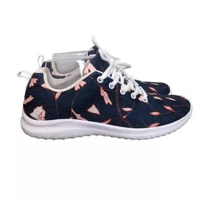 Modcloth- Flats Familiar…yet Different Running In Fields Sneaker Blue Floral 7.5 • $12.75