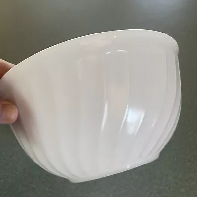 Vintage Anchor Hocking Fire-King White Swirl Milk Glass Mixing Nesting Bowl~ 8” • $13