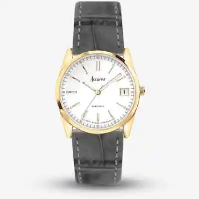 Accurist Everyday Grey Leather Strap Watch 74000 • £129