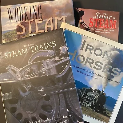 RAILROAD TRAIN BOOKS.(4) Steam Era. Large Hard Cover Books. Lot B • $31.95
