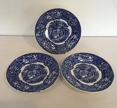 Vtg. 3 Petrus Ragout Maastricht Oriental Blue Transferware Plates Holland 8.75  • $55