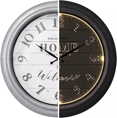 & Co 18  Vienna Modern Farmhouse Luminous Indoor/Outdoor Clock Shiplap Style G • $106.99