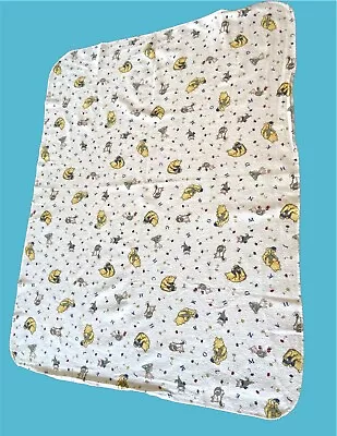 Disney Classic Pooh Bear ABC Print Swaddle Baby Blanket Piglet Vintage Rare 34” • $19.99