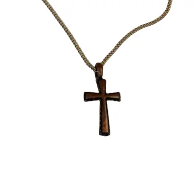 Small Brown Metal Cross 1 1/2  With 16  Chain Vintage • $11.73