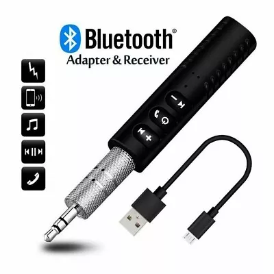 AUX Bluetooth Adapter 3.5mm Phone Audio Car Stereo Music Receiver With Mic • £3.99