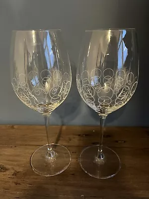 Dartington Crystal Unusual Circles Hoops Pattern Wine Glasses 450Ml X2 • £5