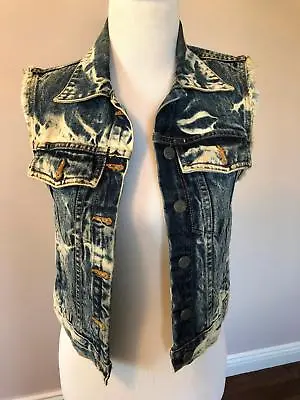 EUC RVCA X Erin Wasson Acid Washed Denim Vest SZ XS • $45