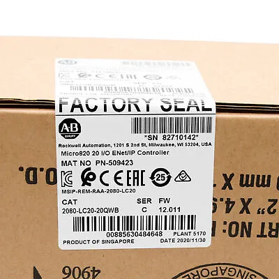 Allen Bradley Micro820 PLC 2080-LC20-20QWB Ethernet I/P Controller • $206.08